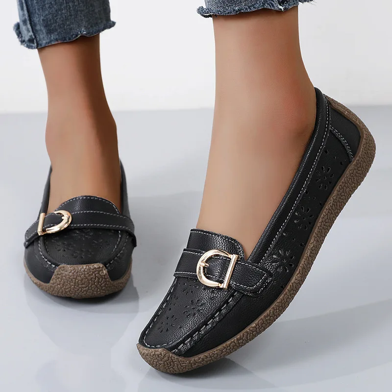 New arrival loafers casual women's flats shoes soft bottom soft surface ladieswear shoes plaidcut outplus size bean women