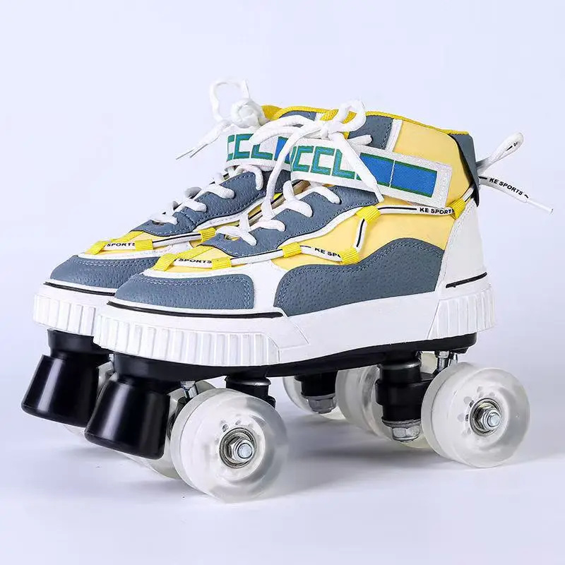 

Roller Skates Shoes for Men Women, Sliding Training Sneakers with 4 Wheels, 2 Lines, Double Row, High Quality, Factory Direct