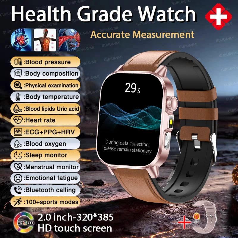 Nursing Grade ECG+PPG Smart Watch for Men, AMOLED Screen