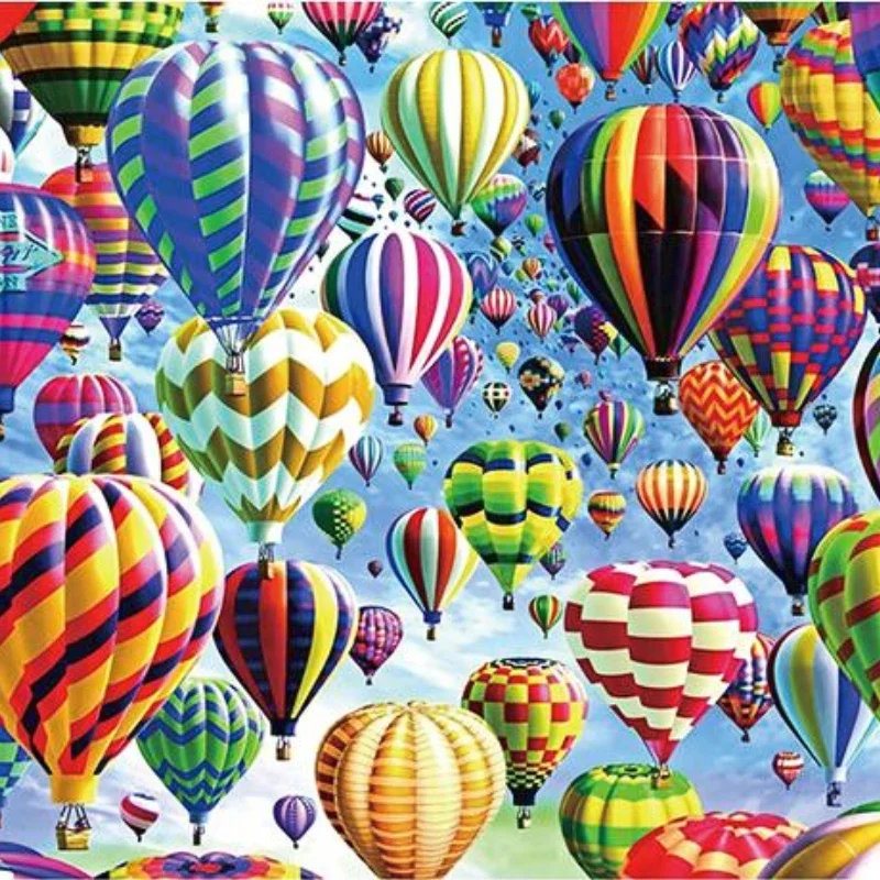 

80*60cm Adults 1500pcs Jigsaw Puzzle Rainbow Hot Air Balloons Geometric Shape Paintings Stress Difficulty Christmas Gifts