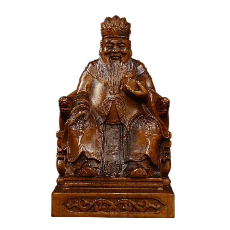 

Wooden God of Wealth Fortune Small statue Solid wood retro craft hand-carved Buddha statue Home, room decoration crafts