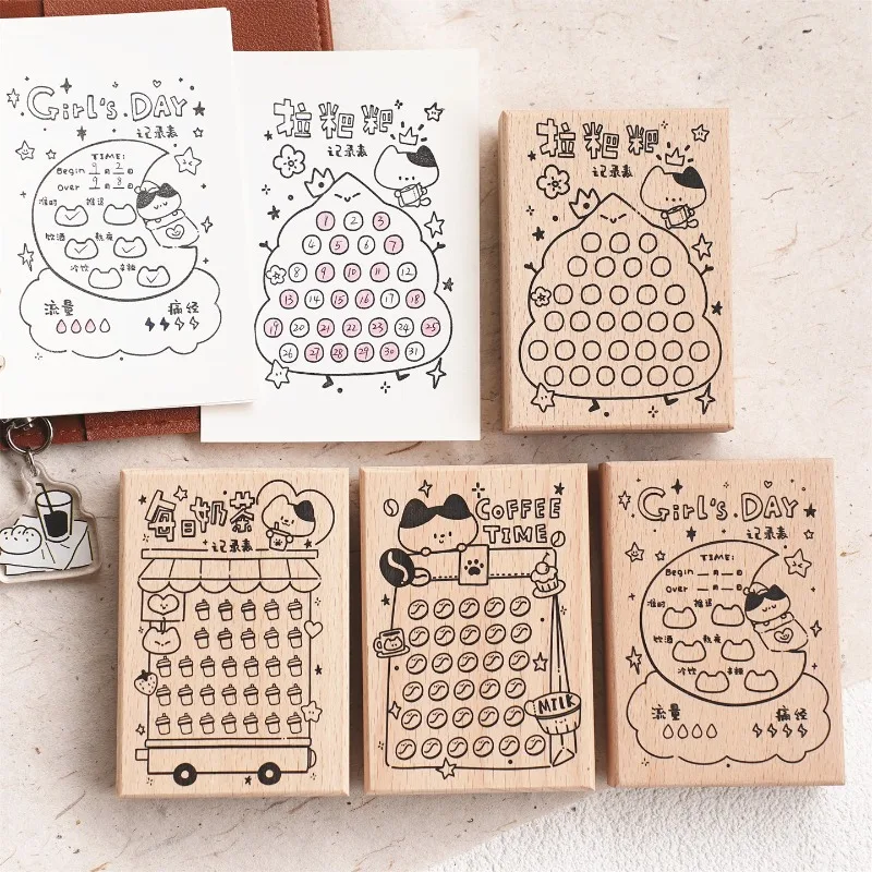 Girl's Day Coffee Time Milky Tea Holzstempel DIY Scrapbooking Fotoalbum Kartenherstellung Holzsiegel