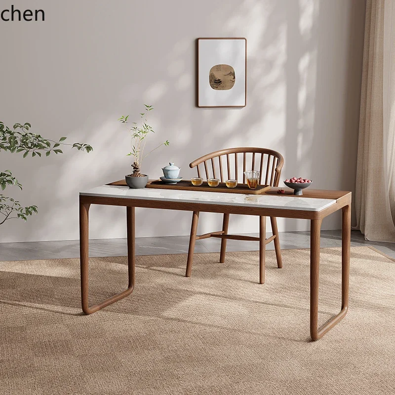 solid wood rock slab balcony tea table and chair combination living room new tea table kettle integrated table