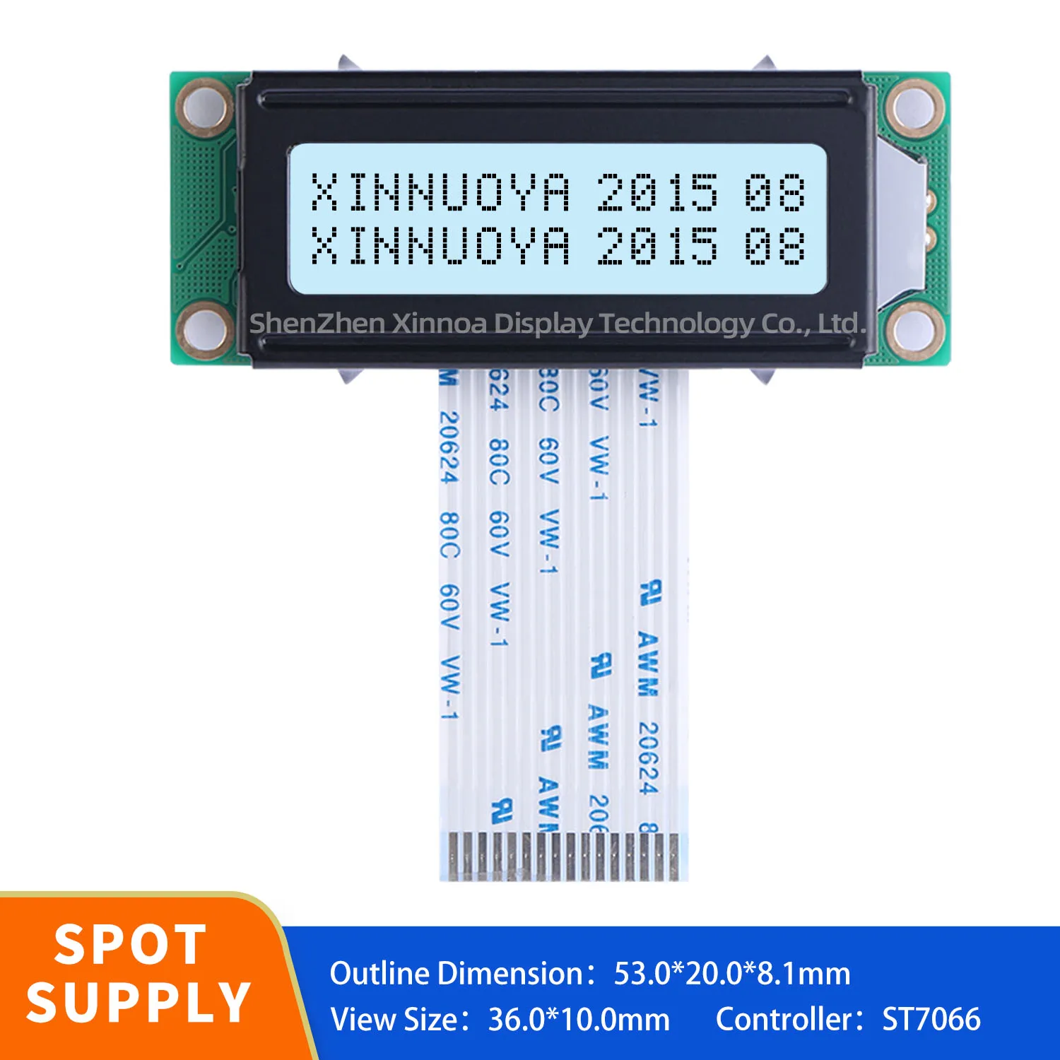 1602A-20-1A gray film black text HD44780 FPC45MM 16X2 1602 Small Character LCD LCM Blue Negative with White LED Backlight