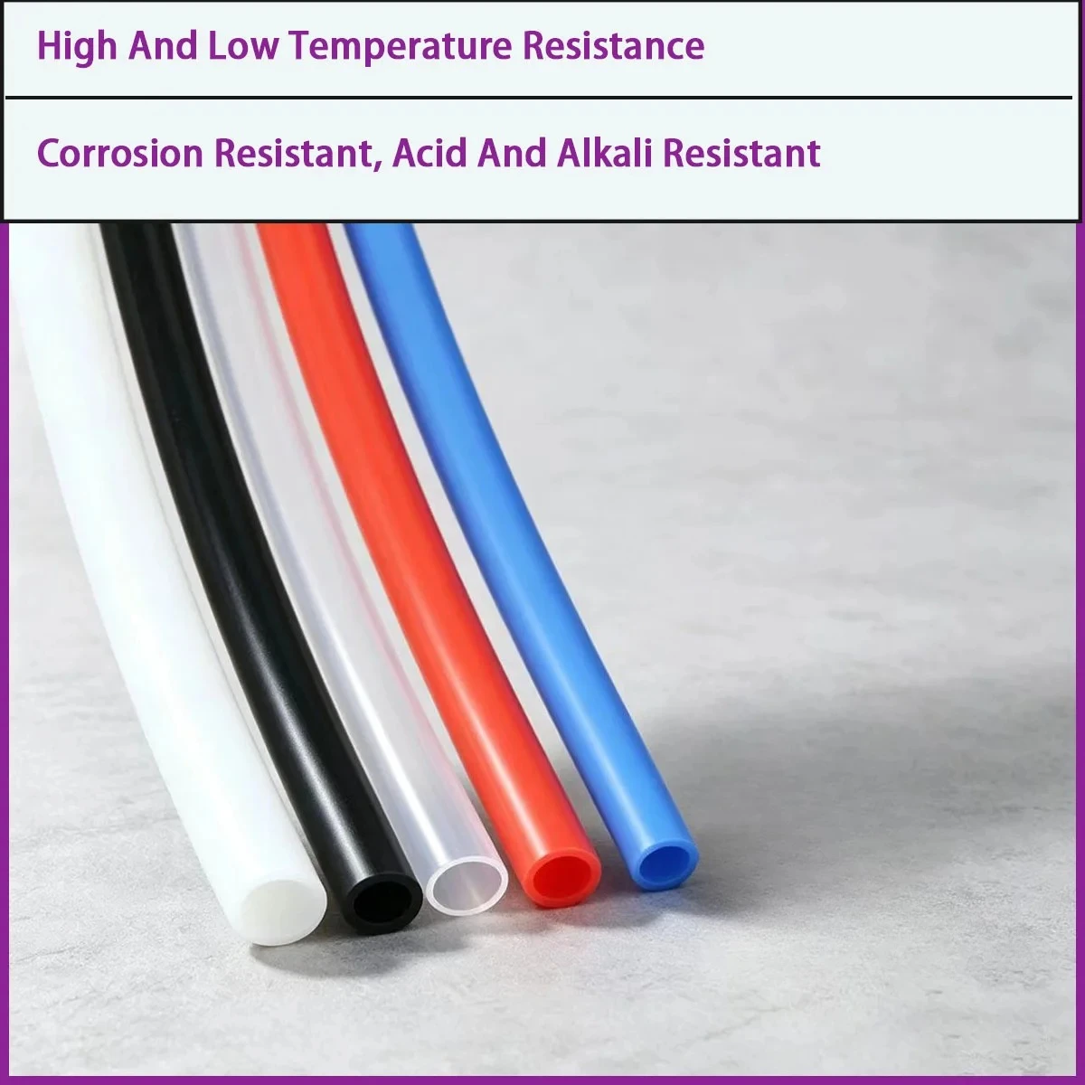 0.5mm diameter multi-color PTFE hose is used in chemical, electronic, food, medical, pneumatic, and other industries