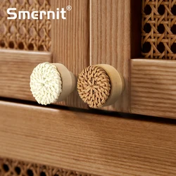 Rattan Furniture Handles Natural Wooden Drawer Pulls Door Knobs and Handle for Cabinet Kitchen Cupboard Closet schima superba