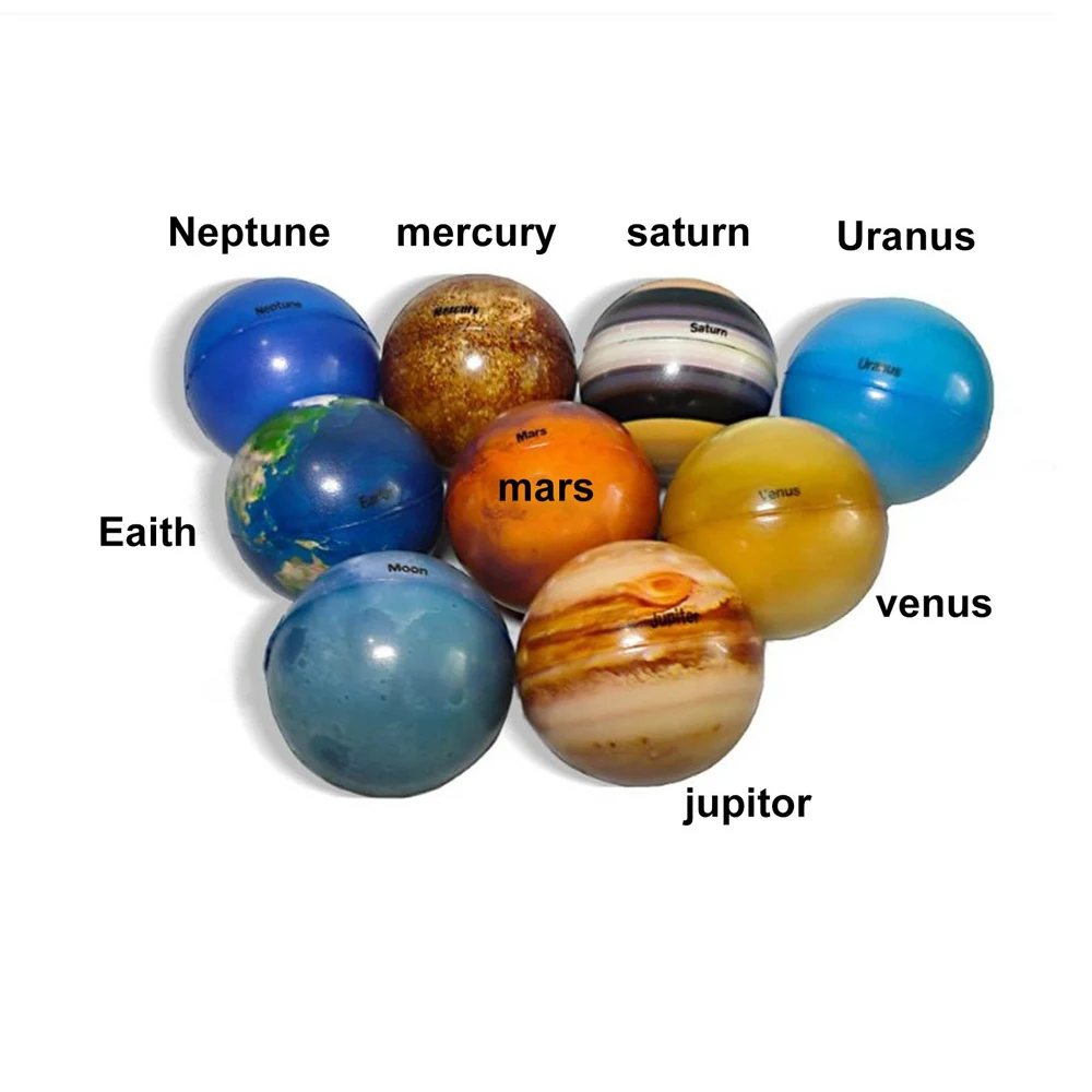 Juguete educativo para aliviar el estrés, pelota de esponja, pelota hinchable con estampado de estrellas, globo terrestre, Luna, estrella, ocho planetas