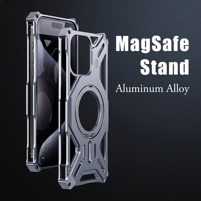 

Metal Aluminum Alloy Heat Dissipation Phone Case For iPhone 13 14 15 Pro Max 15Plus 15ProMax 15Pro 14Pro Magnetic Stand Cover