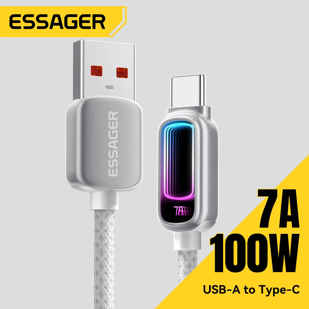 Essager USB Type C Cable 7A PD3.1 Fast Charging for MacBook Laptop iPhone 17/16/18 pro Max iPad Samsung - High-Speed Data Sync C