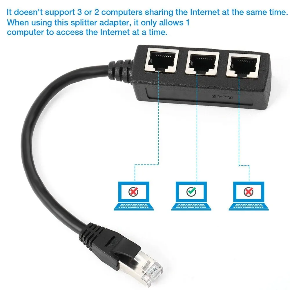 Conector divisor RJ45 de 1 a 2 / 1 a 3 vías, adaptador de red Cat5, Cat6, Cat7, Cable Ethernet LAN para extensión de red