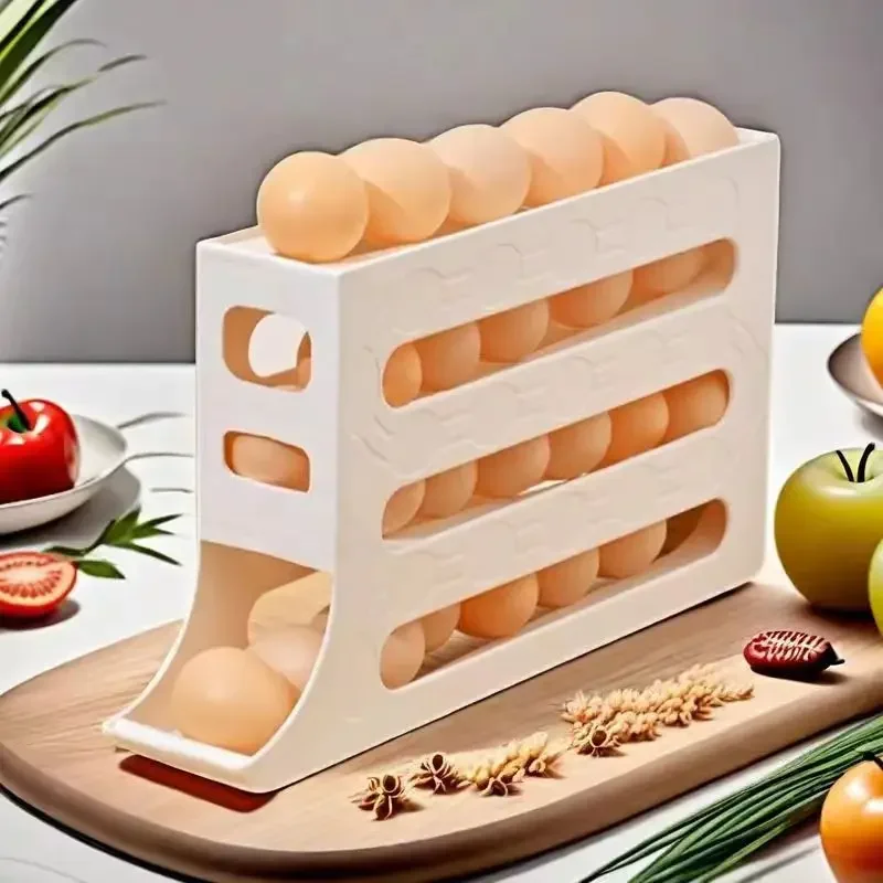 Food Grade Slide Egg Storage Box Refrigerator Side Door Storage Box Cross-border Egg Rack Automatic Egg Box