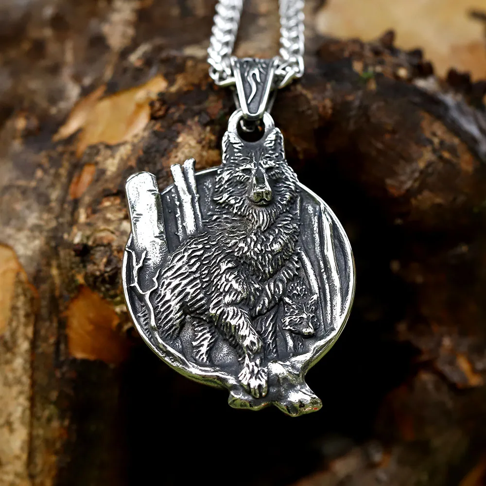 2022 New Design Stainless Steel Viking wolf head  Animal Pendant For Men Women Drop shipping Gift free shipping