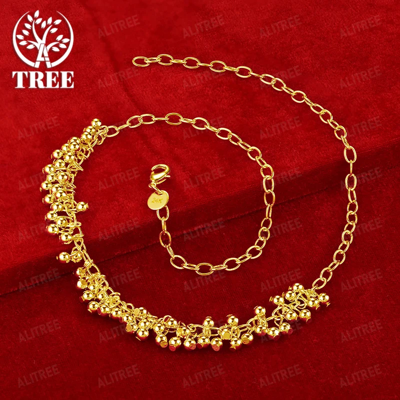 

Fashion 18k Gold Smooth Multi-Bead Necklace Charm Birthday Party High Quality Original Jewelry Versatile Gift Accessories
