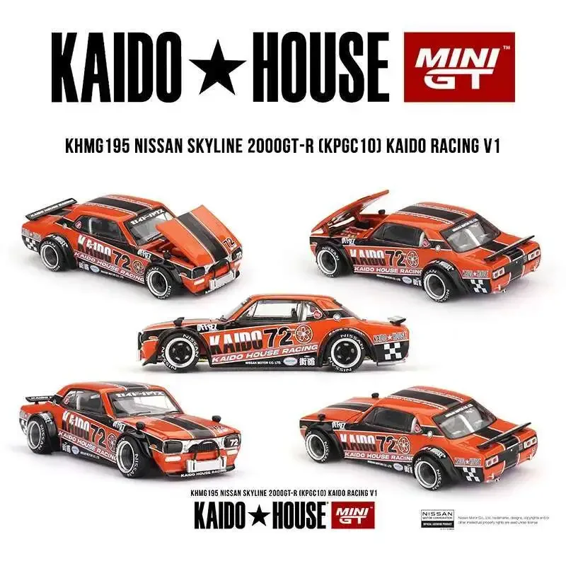 

PreSale KHMG 195 Nissan 1:64 Skyline 2000 GT-R KPGC10 Kaido Racing V1 Openable Hood Diecast Car Model Kaido House MINIGT