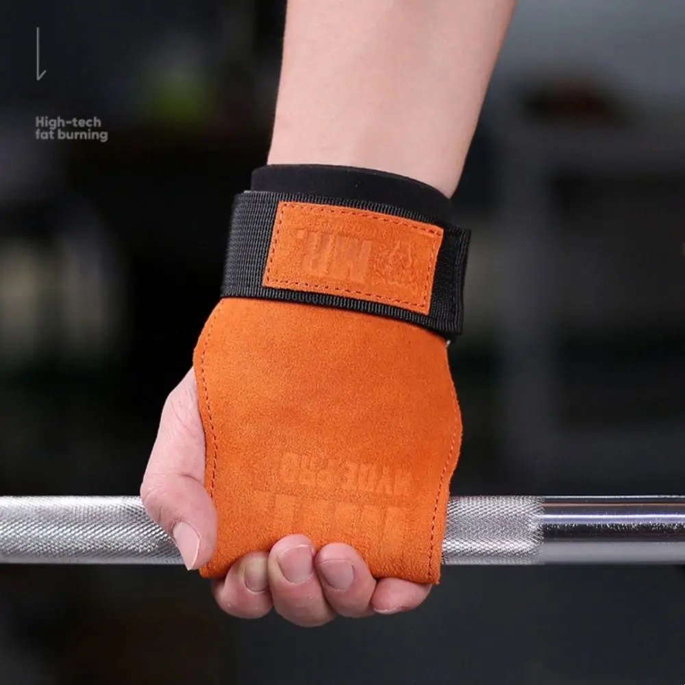 1 Pair SBR Fitness Power Straps Thicken Leather Weightlifting Wrist Straps Non-slip Wear-resistant Deadlift Power Straps