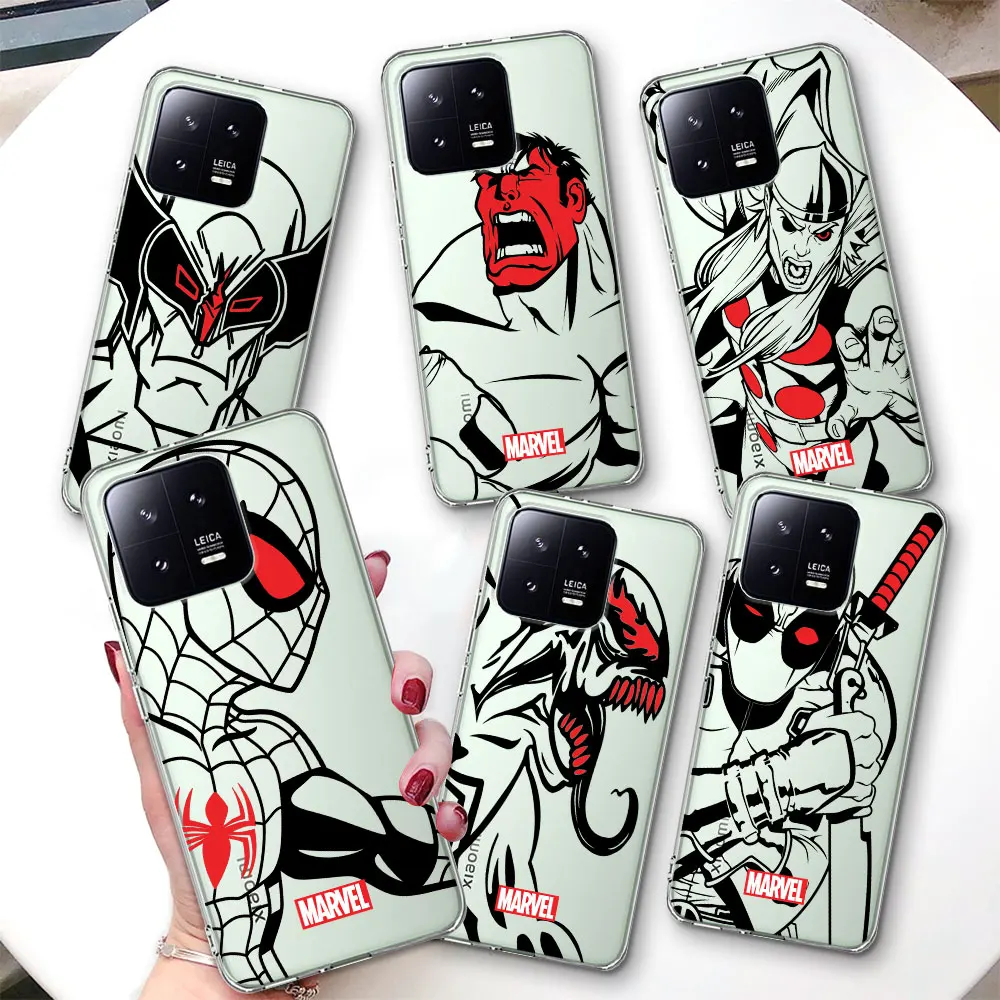 Marvel superhero cartoon Phone Case for Xiaomi Mi 11T 11 9T 10T 12 12X 12T A2 13 9 CC9 A3 CC9E 10 11i 5X A1 8 Lite 6X TPU Cover