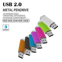 New Portable USB Flash Drives Metal Pen Drive Key 128GB Memory Stick 64GB/32GB/16GB/8GB/4GB Pendrive U Disk