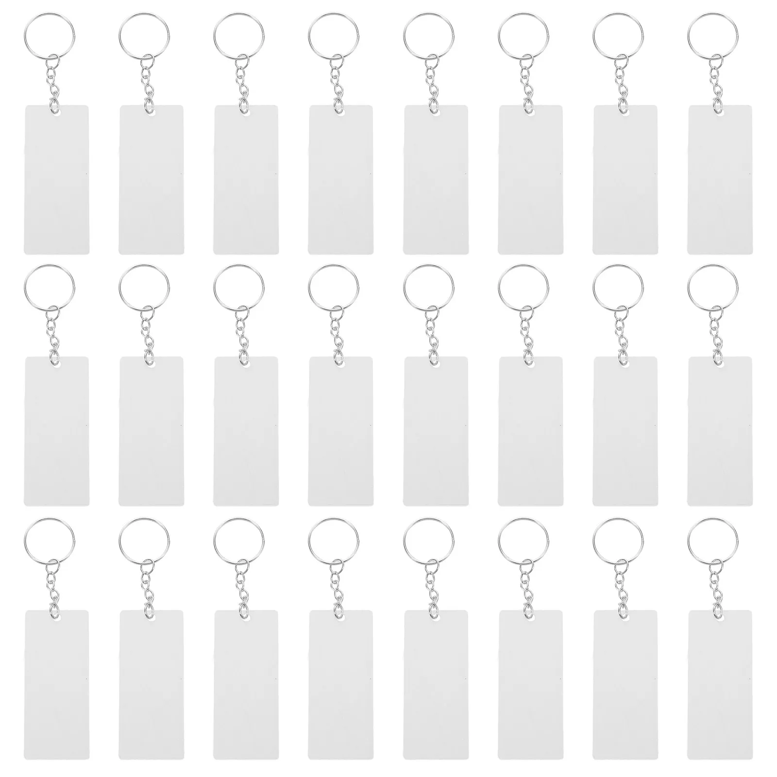 20Pcs Rectangular Acrylic Keychain Blanks Clear Transparent DIY Craft Supplies for Personalized Photo Keychains Bag Suitcase