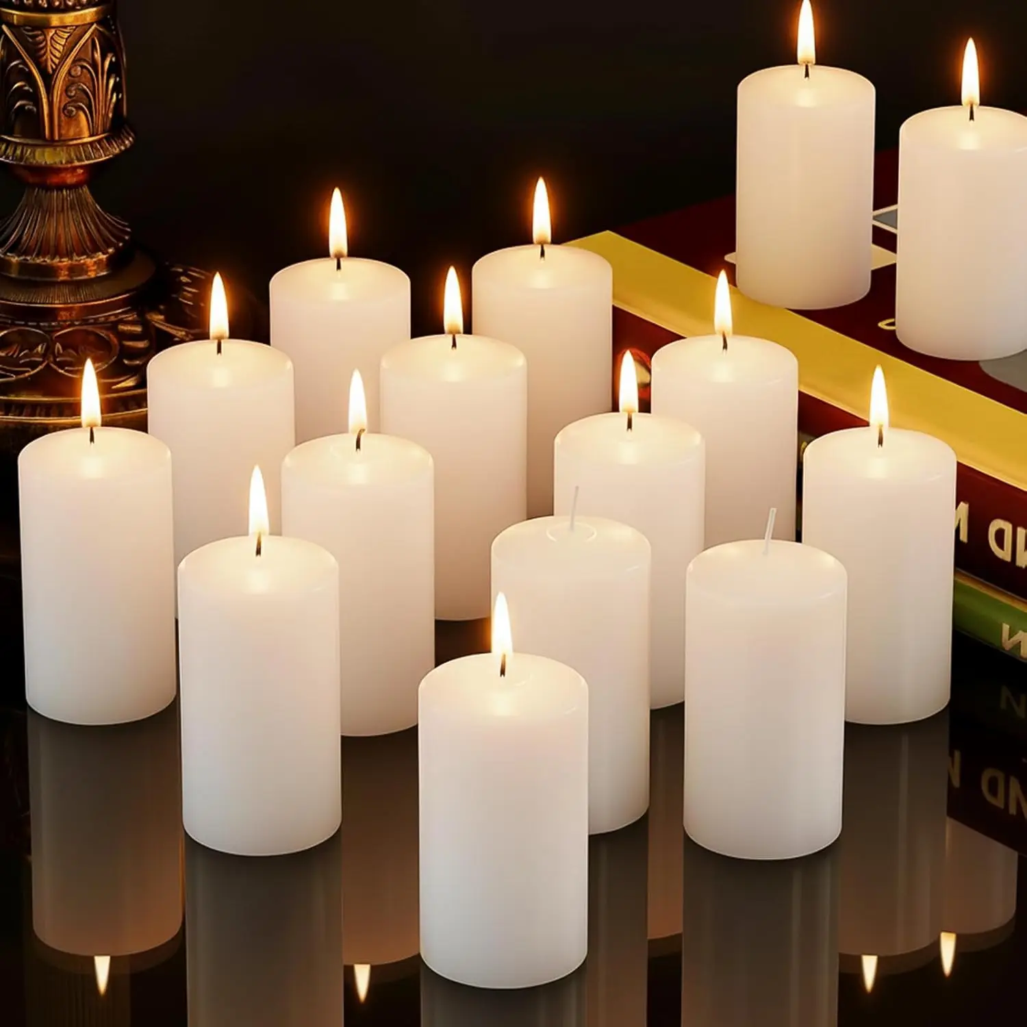 

Set of 20 Pillar Candles, Unscented White Wax Pillar Candle with 30 Hours Burn Time, 2x4 Inch