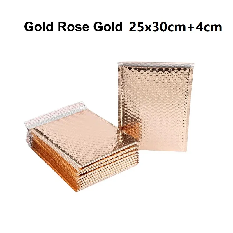 50Pcs Gold Rose Gold Metallic Bubble Mailer Shipping Bags with Waterproof and Self Seal Strip Padded Envelopes