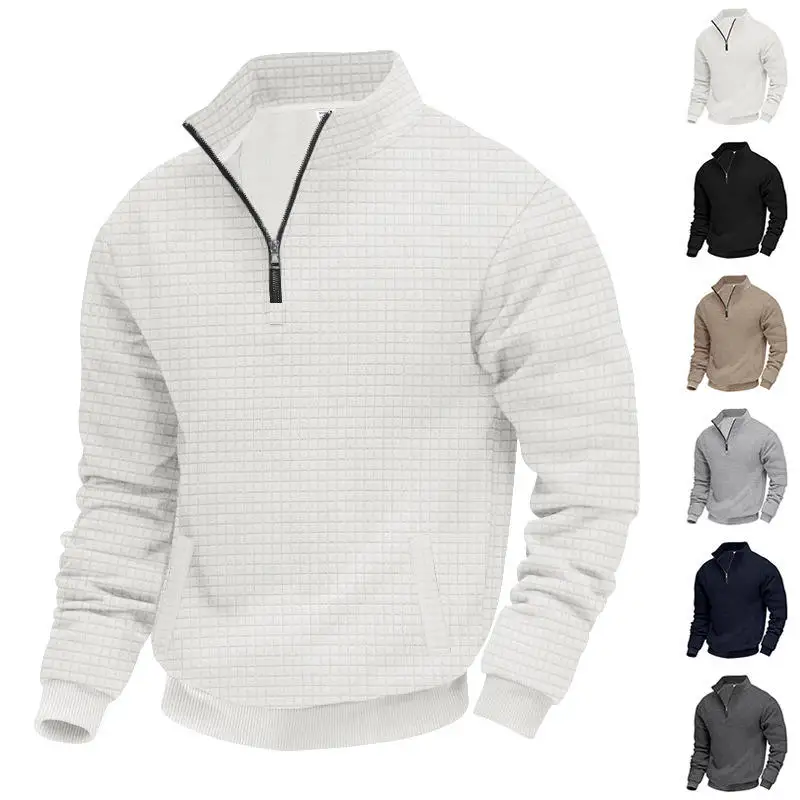

Men's Casual Hoodie Sweatshirt Half Zipper Autumn Winter Thickened Polyester Fiber Stand Collar Oversize Pullover Hoodie
