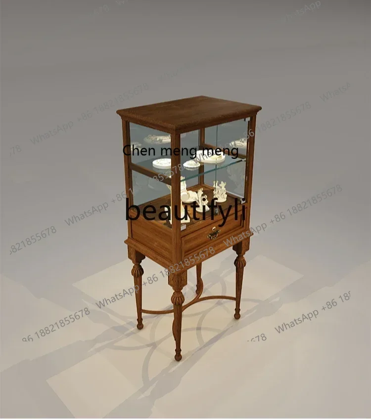 

M182 Jewelry glass Zhongdao display cabinet retro solid wood paint cabinet high-end museum display cabinet customization