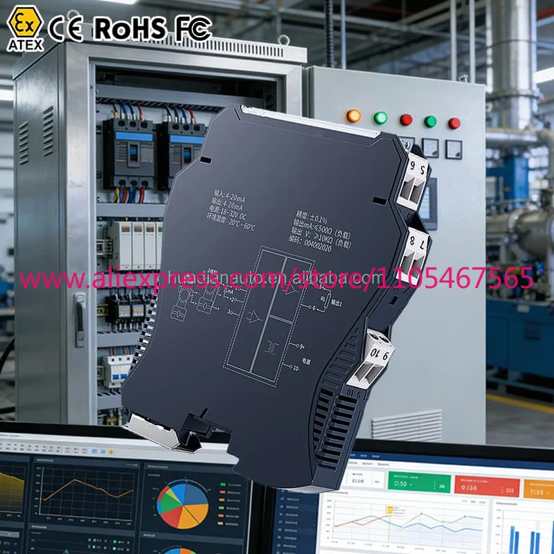 1Pcs 2 In 2 Out 0-10V RTD/TC Signal Isolator 4-20mA Signal Converter Rs485 35mm DIN Rail Intelligent Signal Isolation Converter