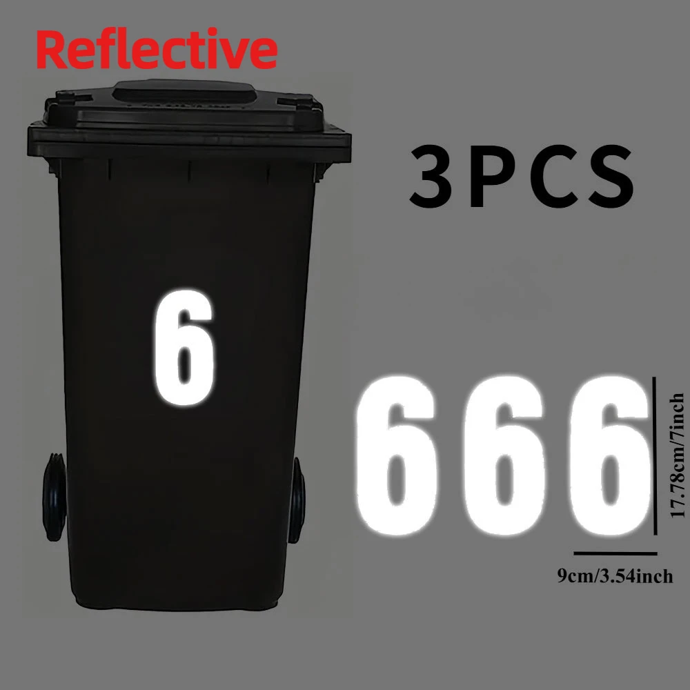 3 stks/vel 0 Tot 9 Nummer Reflecterende Bin Stickers Waterdicht voor Dumpster Garage Kantoor Parkeren zelfklevende Vinyl Decals