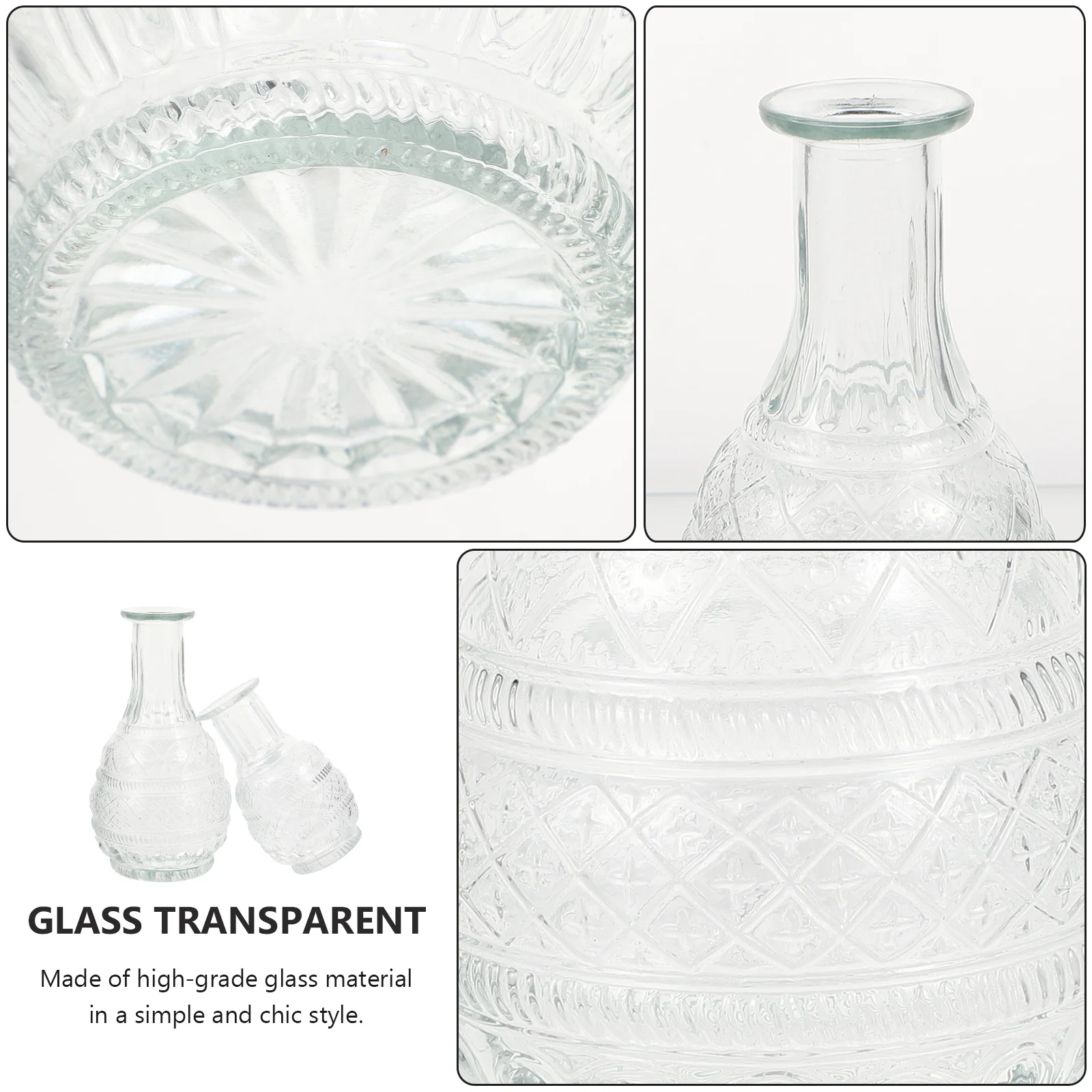 

2Pcs Elegant Glass Vintage Vase Creative Hydroponics Planting Decorative Ornament Flower Vase Flower Holder Home Desktop Decor