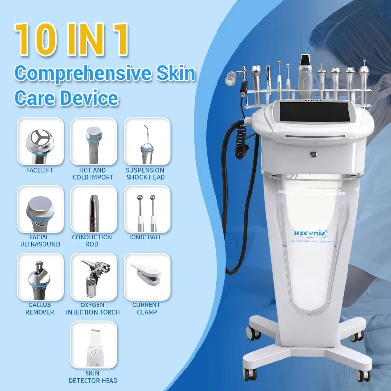 Professional 10-in-1 Hydra Oxygen Jet Facial Machine Microdermabrasion Skin Tightening Whitening US/IT Compatible Beauty