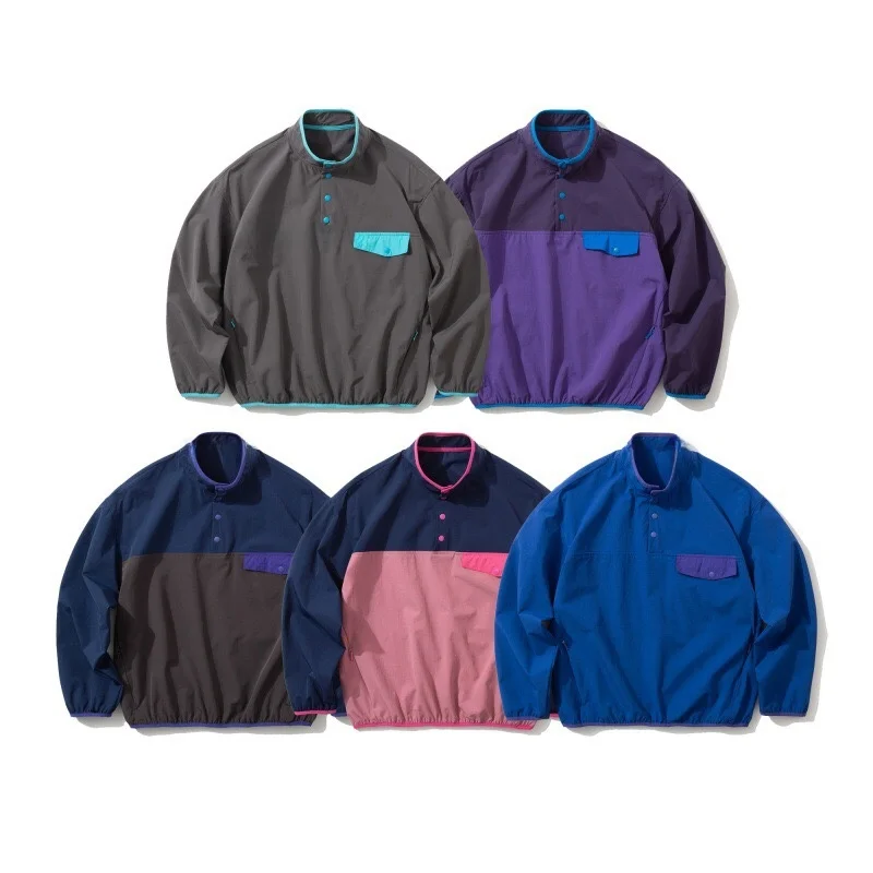 

Retro Color Blo Lightweight Hoodie Stand Collar Outdoor Sports Windproof Top Men's Women's Jaet Coat Outerwear T-irt