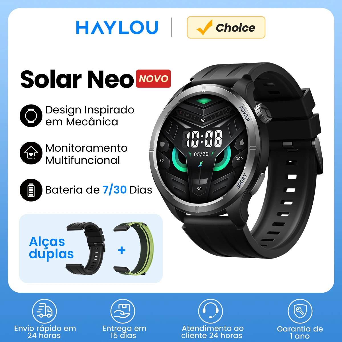 Haylou solar neo relógio inteligente 1.53 display hd 24h monitoramento de saúde bluetooth chamada smartwatch masculino feminino relógios esportivos inteligentes