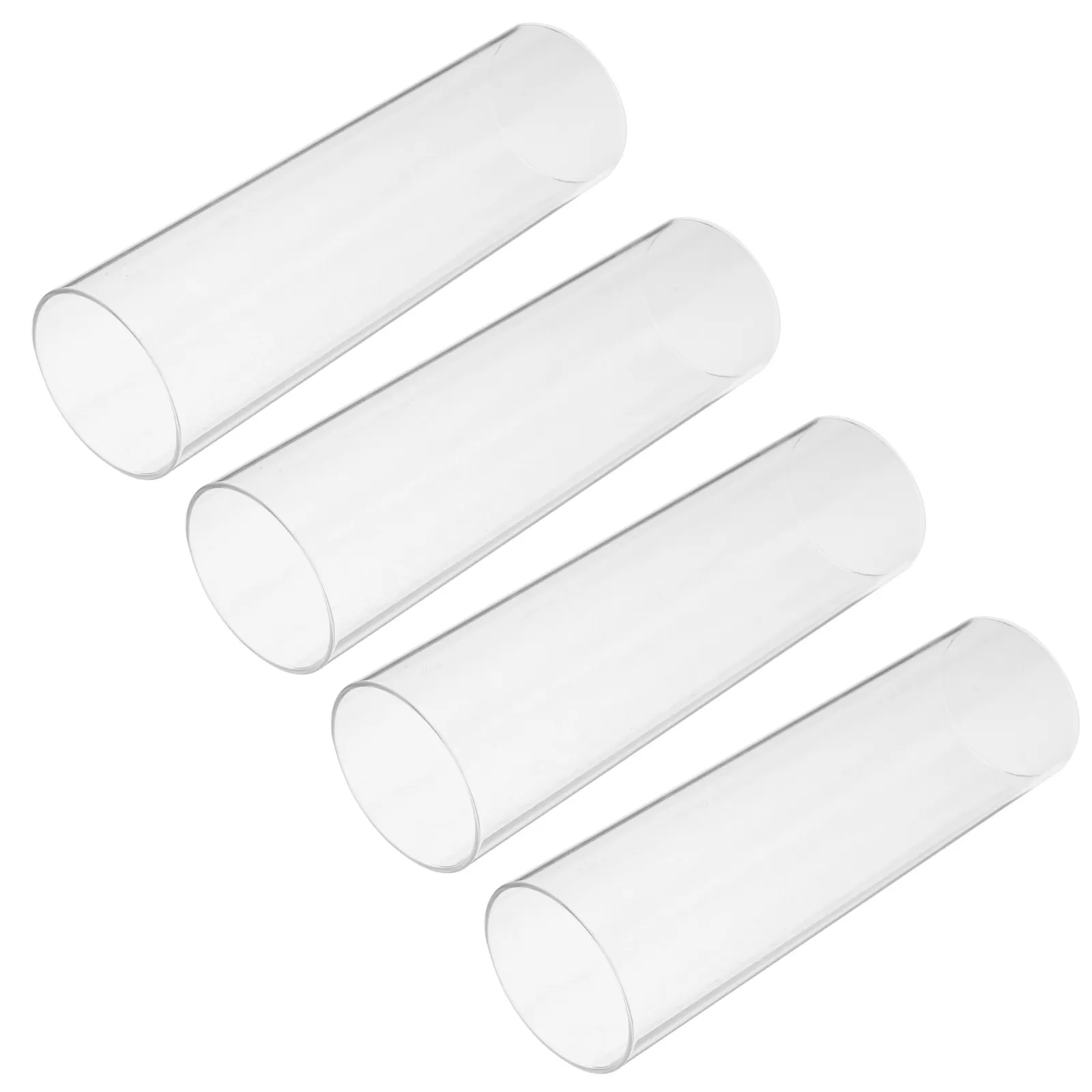4Pcs Simple Chic Cylindrical Glass Cup Covers High Borosilicate Material for Warm Flame Effect Dustproof Windproof