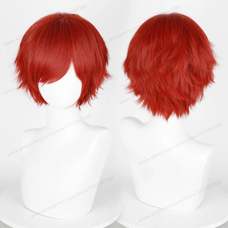 Anime 30cm Short Straight Cosplay Wig Black White Green Brown Purple Blue Gray Red Gold Man Women Heat Resistant Synthetic Hair