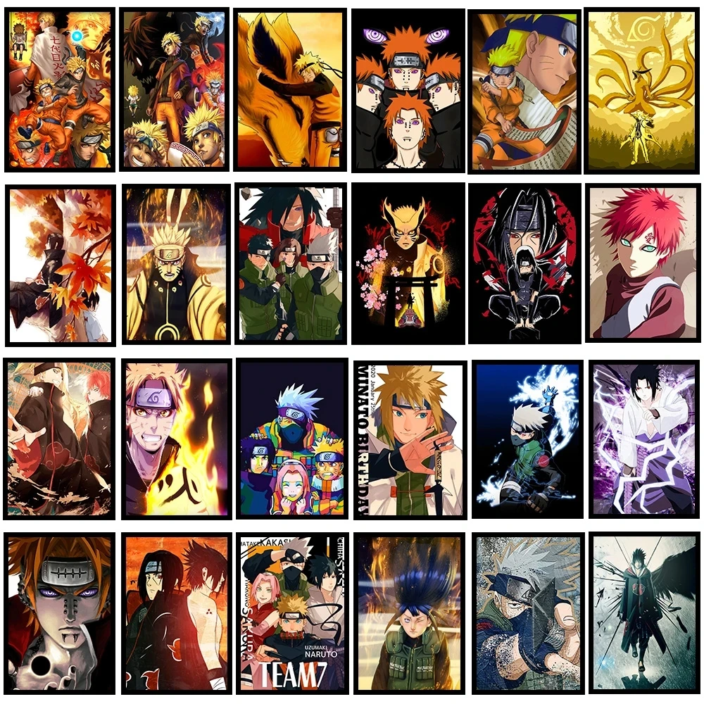 New Naruto Poster Kakashi Sasuke Itachi Uchiha Akatsuki Anime Character Canvas Art Painting for Modern Home Decoration Aesthetic