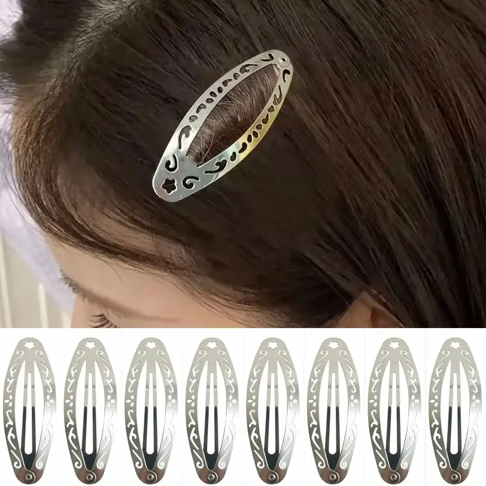 Fashion Hollowed Out Pattern Hair Clip Geometric Y2K Oval Snap Hairclips Elegant Bangs Clip For Women Girls view 3