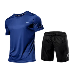 Chándal de secado rápido para hombre, conjunto de 2 piezas, ropa deportiva para gimnasio, trajes de compresión, ropa deportiva para entrenamiento