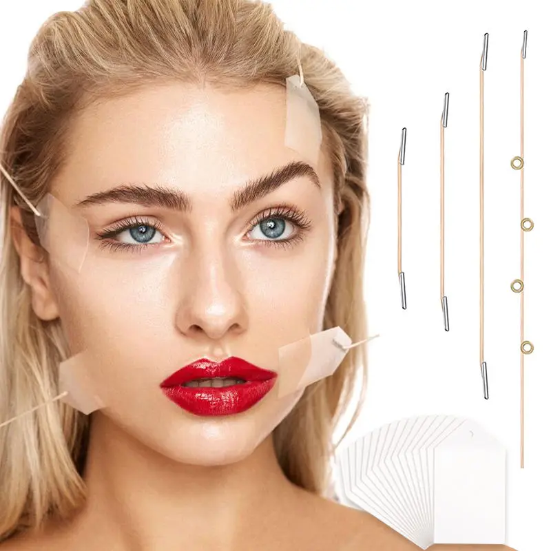 Nastro per lifting facciale a V - Toppe adesive antietà impermeabili da 4 pezzi per sollevare il viso istantaneo del collo, riduzione e trucco del doppio mento