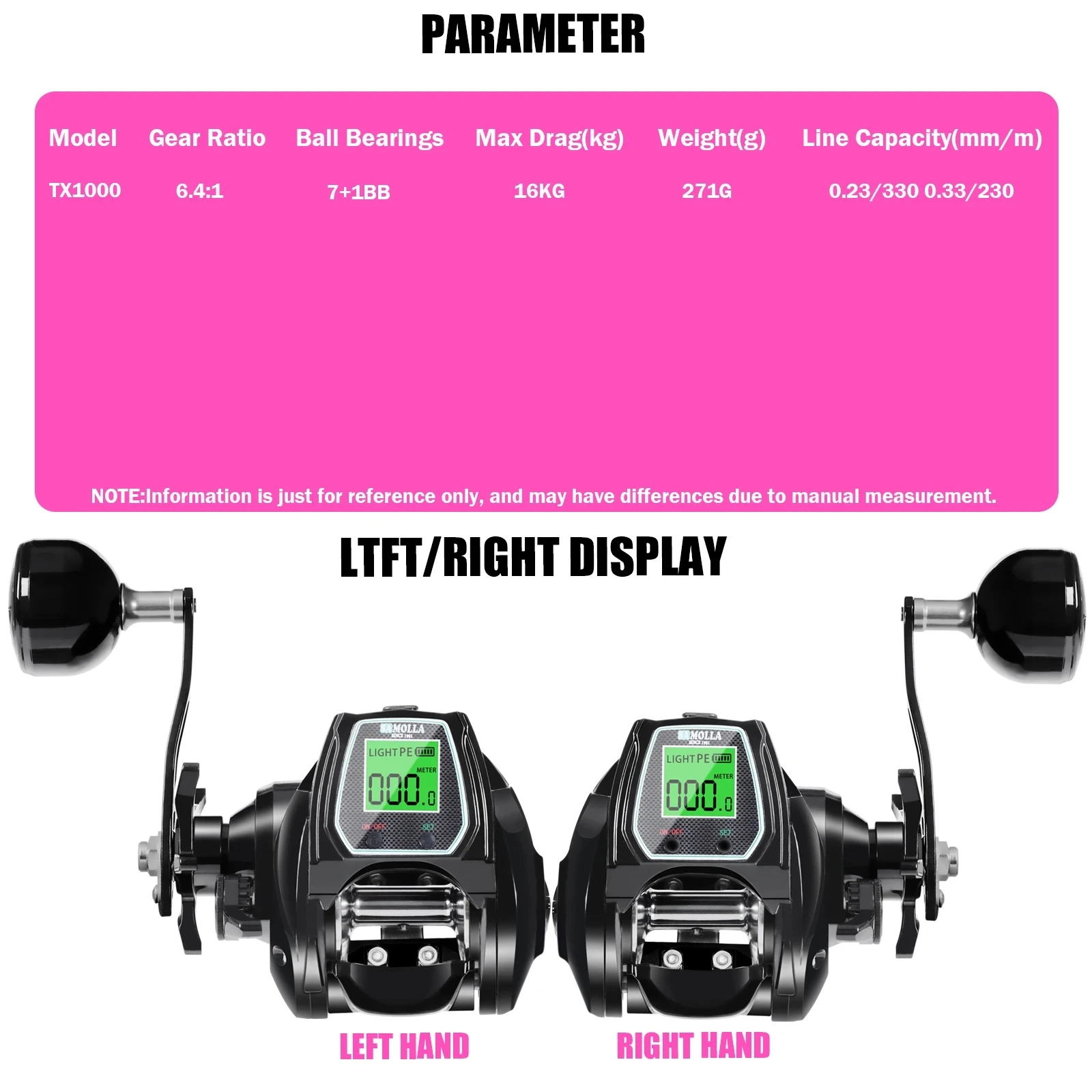 Baitcasting Large Size Electronic Fishing Reel,Saltwater Waterproof 6.4:1 16KG Drag Catfishing Trolling Metal Base