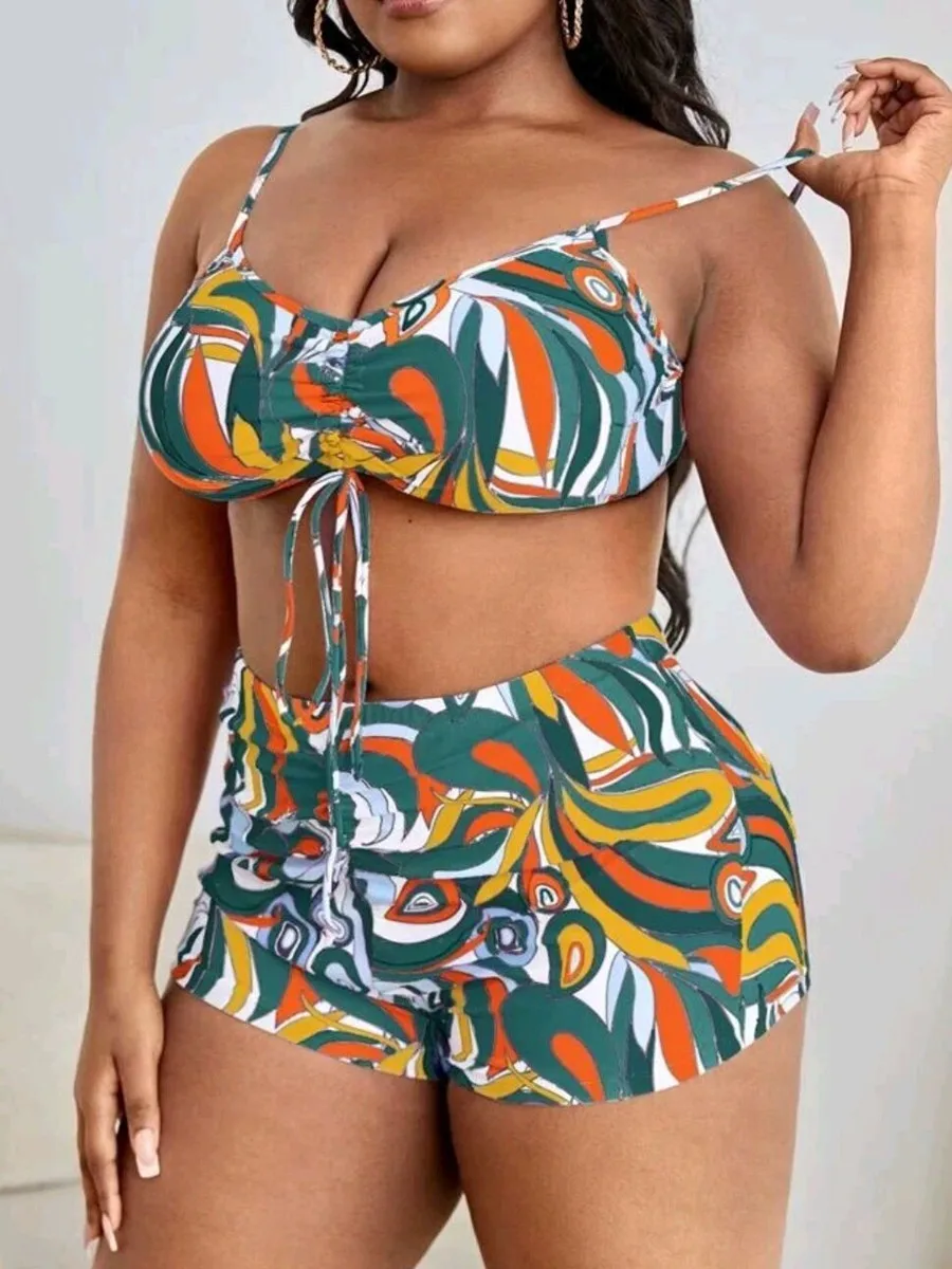 Plus Costumi da bagno di grandi dimensioni per le donne Costume da bagno a tre pezzi 2024 Costume da bagno grande Push Up Bikini Set Tankini sexy Nuoto Monokini