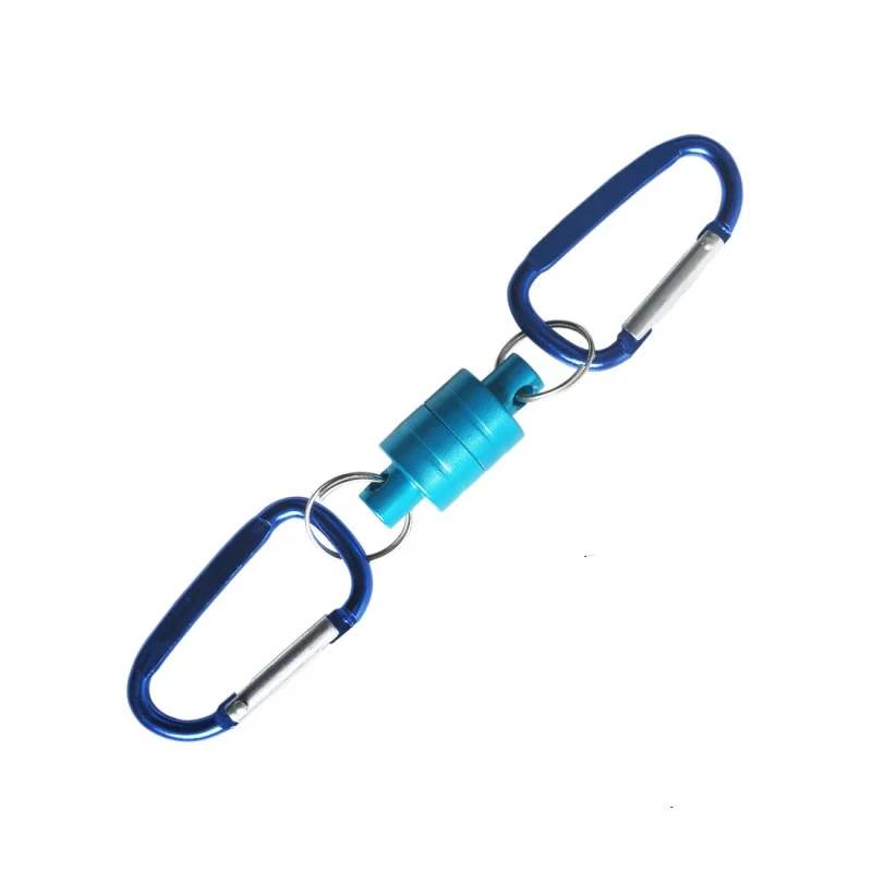 2 Stück Schnellverschluss-Schlüsselanhänger, magnetischer Anti-Verlust-Schlüsselanhänger für den Außenbereich, magnetischer Entriegelungshalter für Fliegenfischen, Magnet-Metallhaken, Schwarz – Detail 8