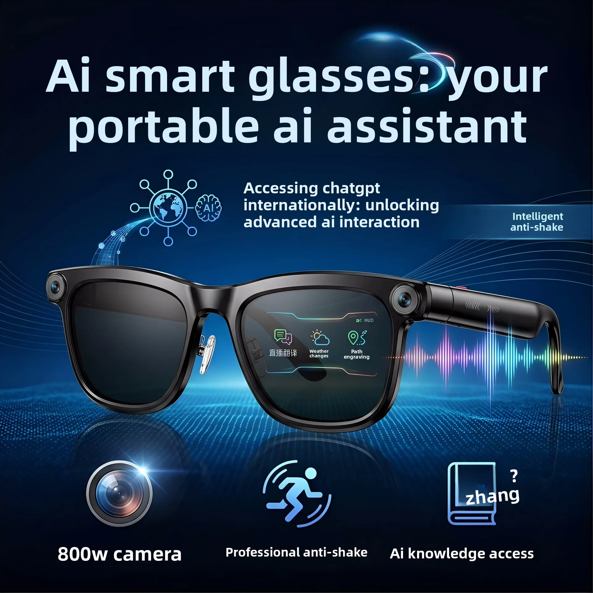 

New AI Smart Glasses 8MP Camera, Anti-Shake Photo Video Live Translation & Visual Recognition Smart Spectacles for Daily Use