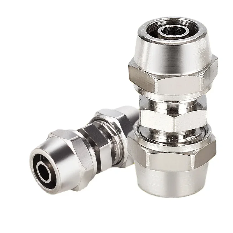 

Straight SMC-Type Push In Fittings Pneumatic for Air Pipe Qucik Connector, Nickelage Copper PU PG, 4/6 /8/10/12/14/16mm, 1Pc