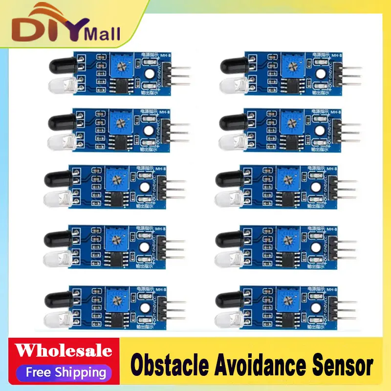 

10PCS IR Infrared Obstacle Avoidance Sensor Module for Arduino Smart Car Robot 3-Wire Reflective Photoelectric Detection Sensor
