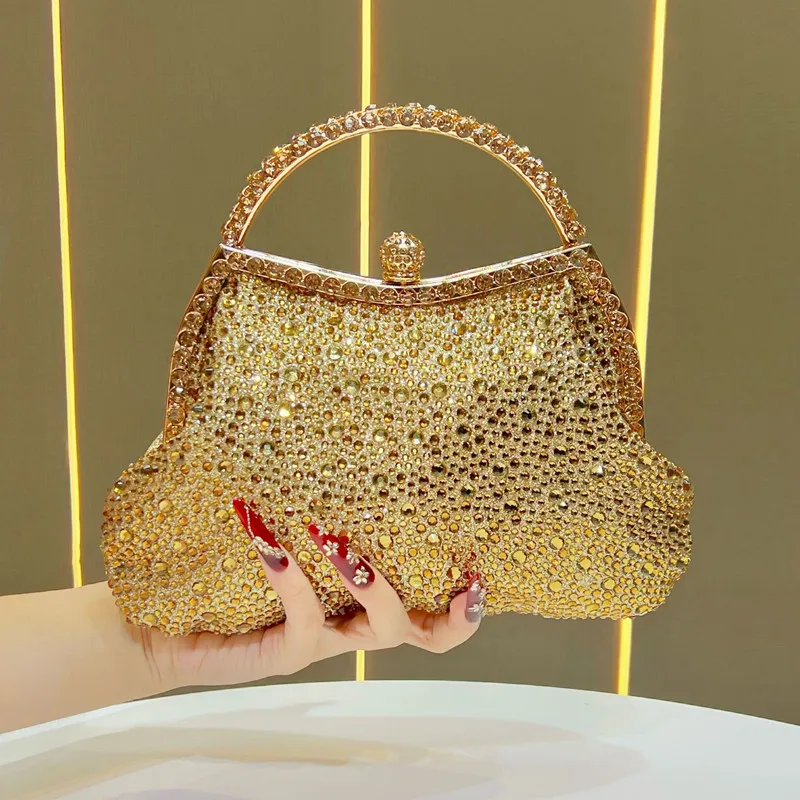 2025 New Fashion Luxury Fine Diamond Inlay Evening Clutch Bag Women Brand High End Rhinestone Handbag Wedding Party Shoulder Bag