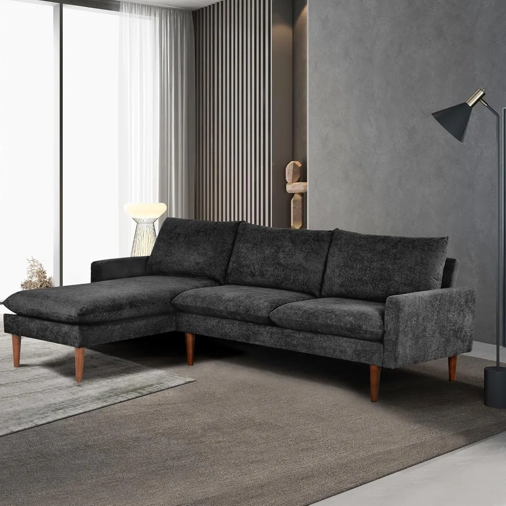 

85.82" Living Room Sofas for Home, Apartment, Dorm, Bonus Room, Compact Spaces, Modern Velvet L-Shaped Convertible Sofa