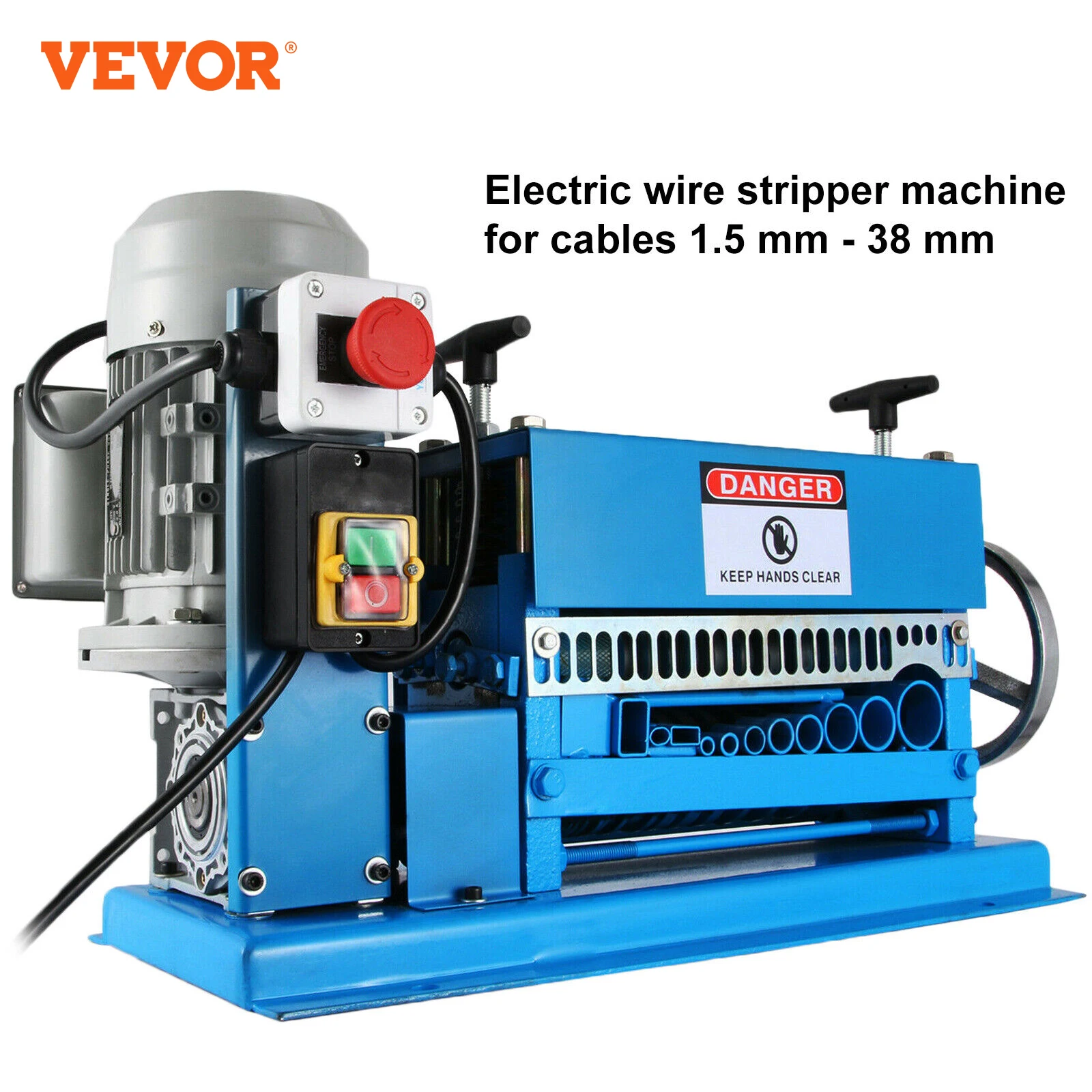 VEVOR Cable Peeling Machine 370W 1.5mm-38mm Electric Wire Stripping Machine 10 Blades Metal Tool Scrap Cable Stripper