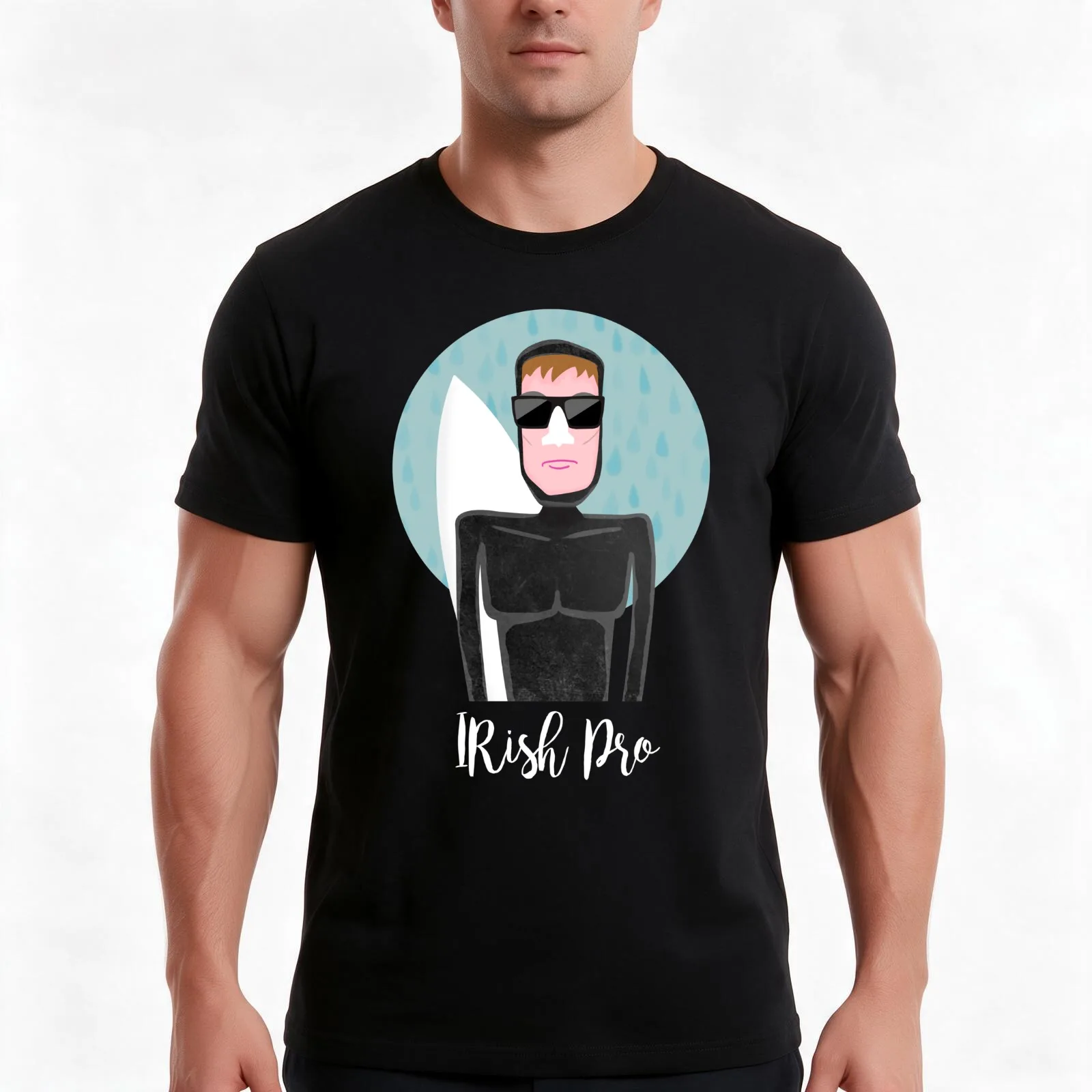 Irish Pro Surfer T-Shirt, Summer Casual Cotton Tee, Oversized Streetwear Tops, Vintage Graphic Print, Loose Fit Short Sleeve