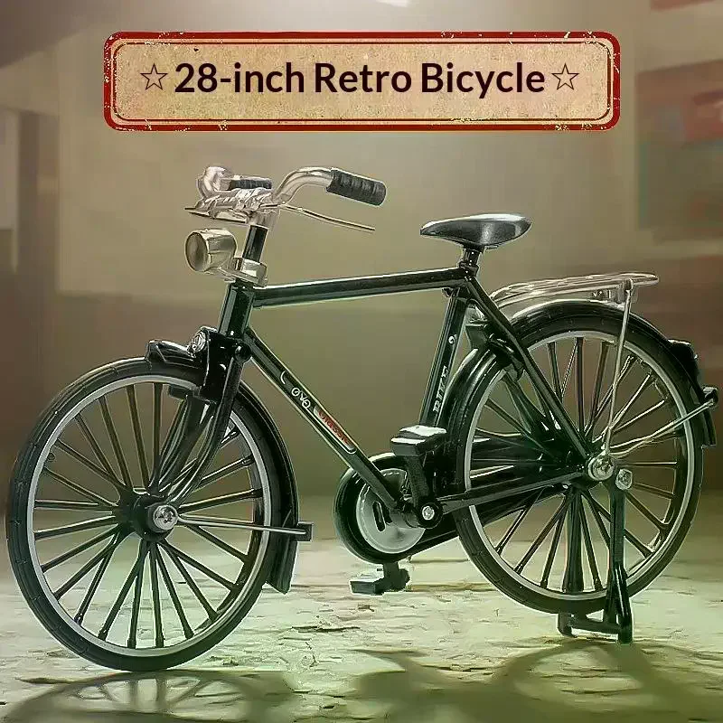 Amazing 1:10 Scale Diecast Metal Bicycle, Mini Retro Mountain Bike Model With Inflation Pump For Collection Toy Gifts