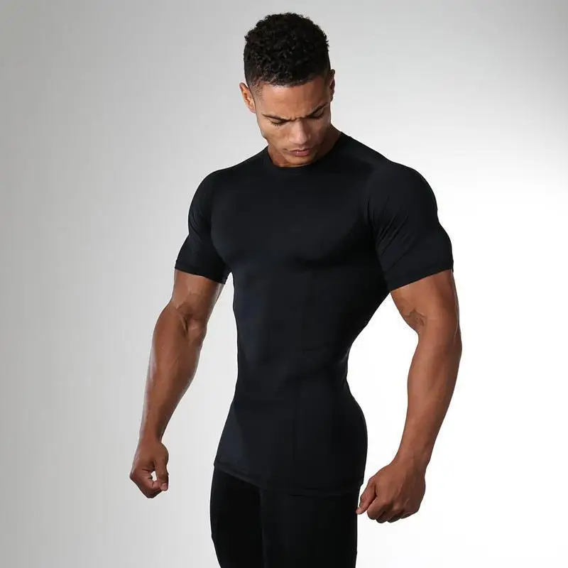 Summer Men\'s Quick Dry Compression T-Shirt Sport Running Short Sleeve Tees Gym Fitness Workout Bodybuilding Sweatshirt Clothes